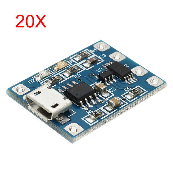 20Pcs Micro USB TP4056 Charge And Discharge Protection Module Over Current Over Voltage Protection