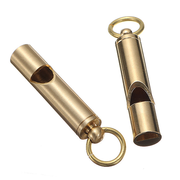 Brass Survival Whistle Pure Copper Key Chain with Buckle Ring 4.2x1cm