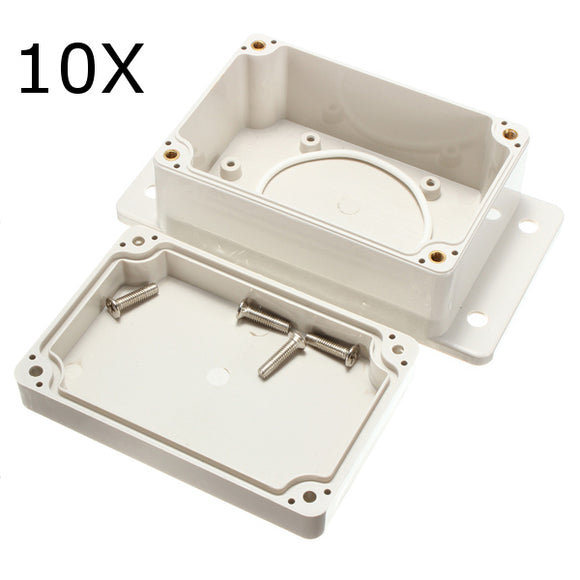 10Pcs 100x68x50mm White Plastic Enclosure Waterproof Electronic Case PCB Box Junction Case