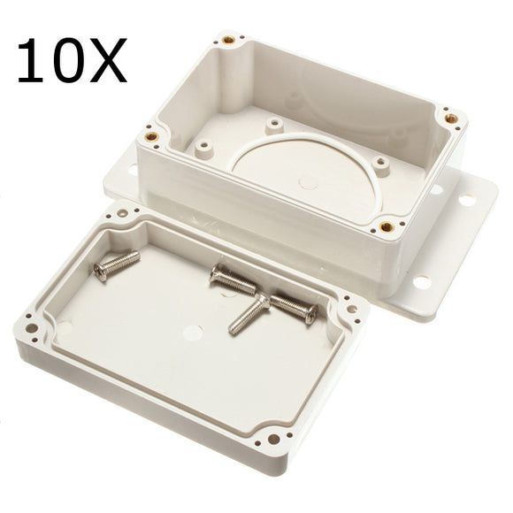 10Pcs 100x68x50mm White Plastic Enclosure Waterproof Electronic Case PCB Box