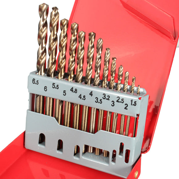 13PCS HSS Drilling Bits Twist Drill Bit With Box Titanium Nitride Coated 1.5-6.5mm Bits Set