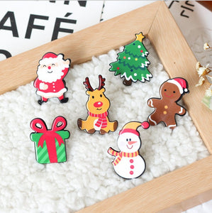 Christmas Mini Festive Snowman Elk Brooch New Year Decorationsl Gift Shirt Collar Brooch