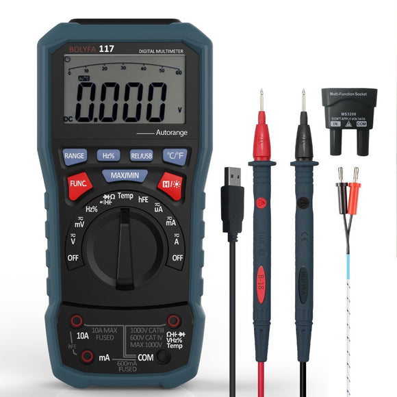 BOLYFA BF117 Professional Digital Multimeter USB Interface PC Software CD and Data Output Function AC/DC Voltage Tester