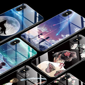 Bakeey Fashion Pattern Tempered Glass Protective Case For iPhone XS Max