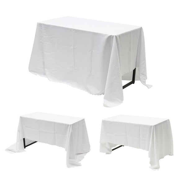 IPRee Polyester Rectangle Square Tablecloths Wedding Event Party White Table Cover