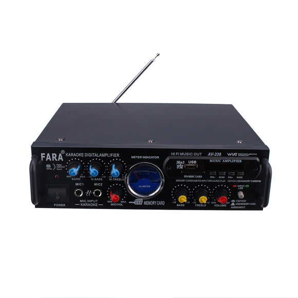 FARA AV-339 220V 180W+180W bluetooth Amplifier Support USB FM Microphone