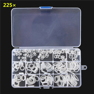 225Pcs White Air Conditioning O-Ring Rubber Rings Waterproof Washer