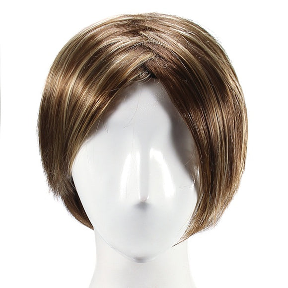 Stylish Highlight Synthetic Wig Natural Curly Hair Capless Side Bang