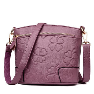 Women PU Leather Solid Shell Crossbody Bags Embossed Floral Concise Shoulder Bags Phone Bags