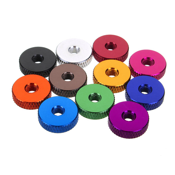 Suleve M4AN3 10Pcs M4 Manual Knurled Thumb Screw Nut Spacer Flat Washer Aluminum Alloy Multicolor