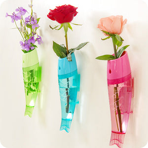 Honana DX-VX1 Creative Wall-mounted Fish Shaped Vase Flowers Hydroponic Transparent Vase