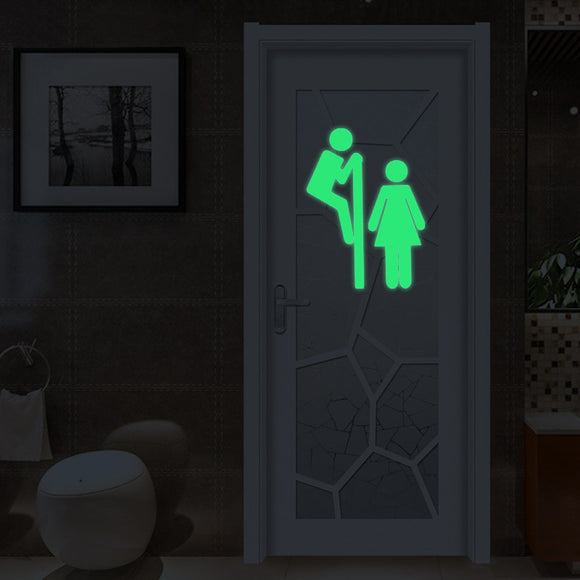 Miico Creative Man and Women Luminous PVC Removable Home Bathroom Decorative Wall Door Decor Sticker