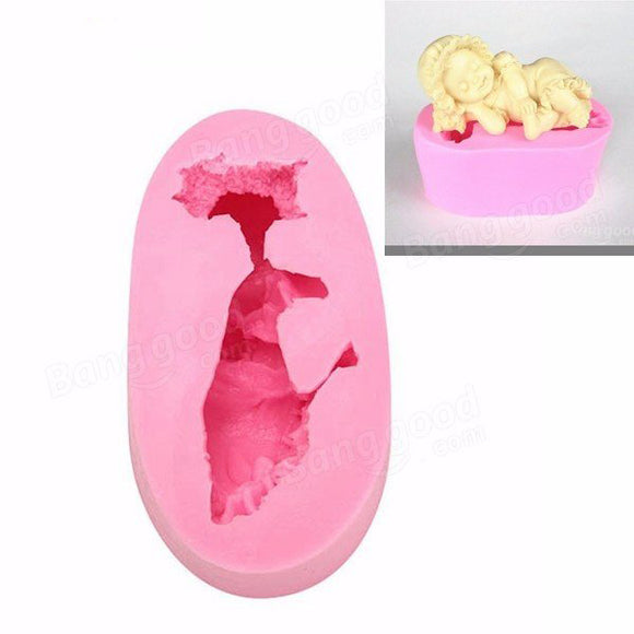 Cute 3D Sleeping Girl Baby Silicone Mold Fondant Chocolate Mold