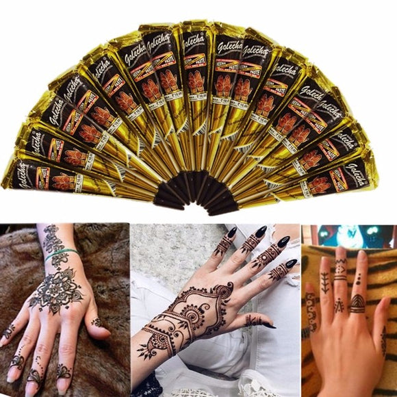 3pcs Black Natural Herbal Henna Cone Temporary Tattoo Body Art Tattoos Hair Loss