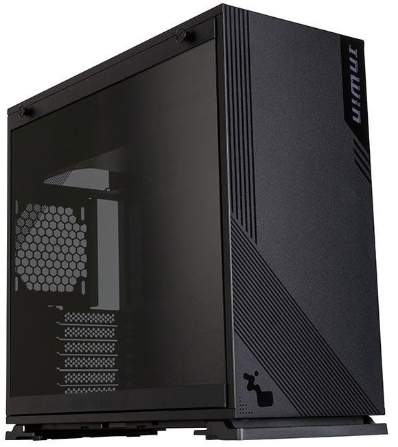 In-Win 103 mid tower chassis - White with tool-less full-sized 3mm tempered glass side panel + RGB logo in front panel , no psu ( rear-top positioned chamber )