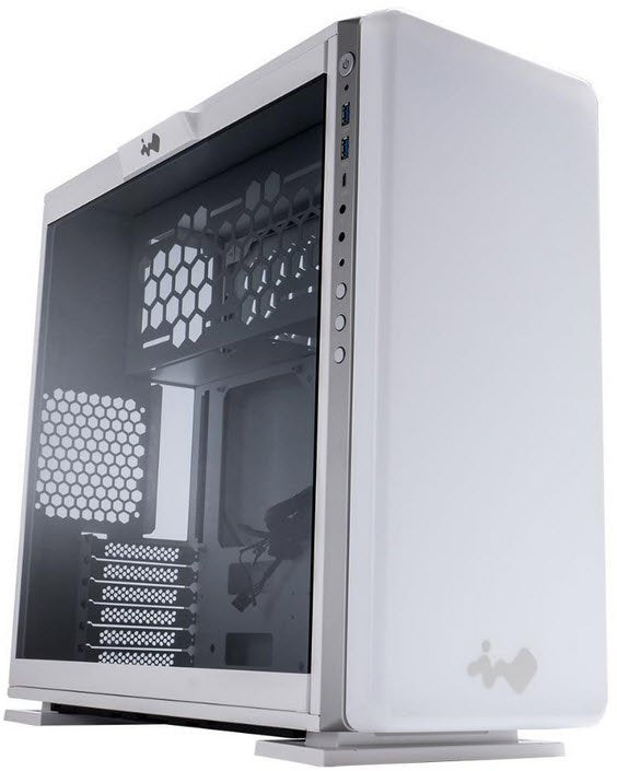 In-Win 307 mid tower chassis - White with 144x addressable RGB LEDs on front panel + control buttons ( customizable via GLOW software with 12 lighting modes )