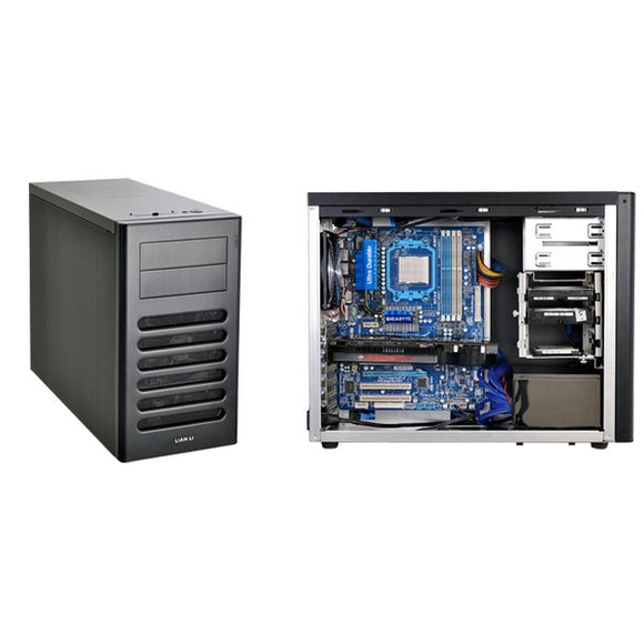 Lian-li pc-A56 , Black , No psu ( front + bottom placed design ) , mini-tower ( 386x210x504mm ) for ATX