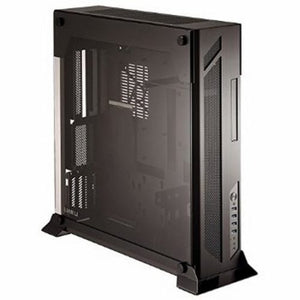 Lian-li PC-o6SX wall-mountable open to air case with full-sized tempered glass side panel , 484x515x148mm slim , all black , No psu