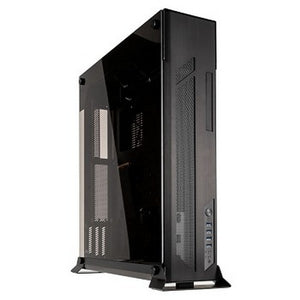 Lian-li PC-o7SX wall-mountable open to air case with full-sized tempered glass side panel , 585x514x148mm slim , all black , No psu