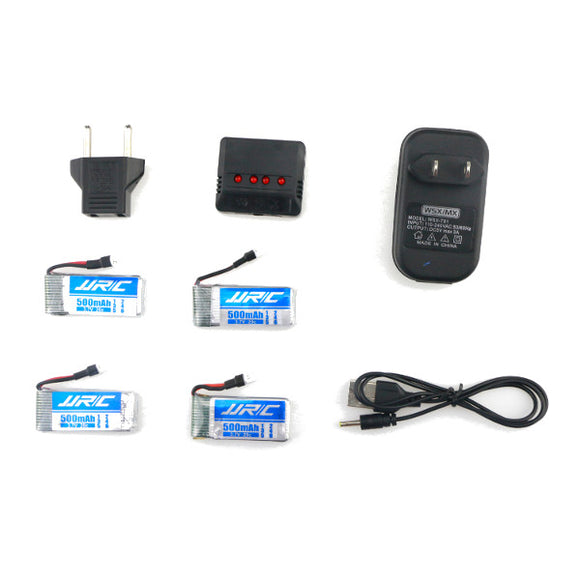 4X JJRC H43WH 3.7V 500MAH 20C Battery Charger Set RC Quadcopter Spare Parts