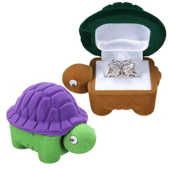 Velvet Turtle Shape Ring Jewelry Storage Case Display Box