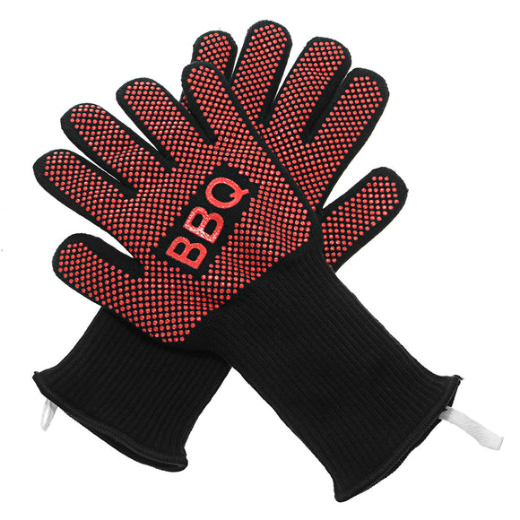2X Barbecue Heat Resistant Silicone Gloves Oven Kitchen Grill BBQ Cooking Mitts Security Glove