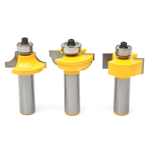 3pcs 1/2 Inch Shank Router Bits Set Glass Door Wood Working Cutting Round Over Blades Set
