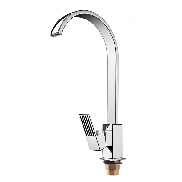 Square Single Lever Sink Faucet Mixer Tap SwiveI Spout Brass Kitchen Bathroom