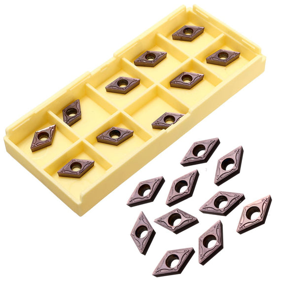 Drillpro 10pcs DCMT0702 EM YBC205 Carbide Insert Turning Tool Holder Inserts For Stainless Steel