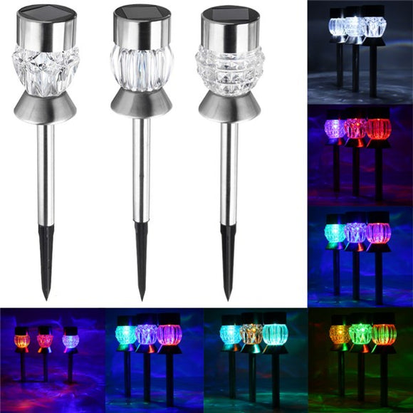 2pcs Solar Powered RGB / White LED Outdoor Ground Stake Light Lawn Landscape Garden Patio Yard Decor