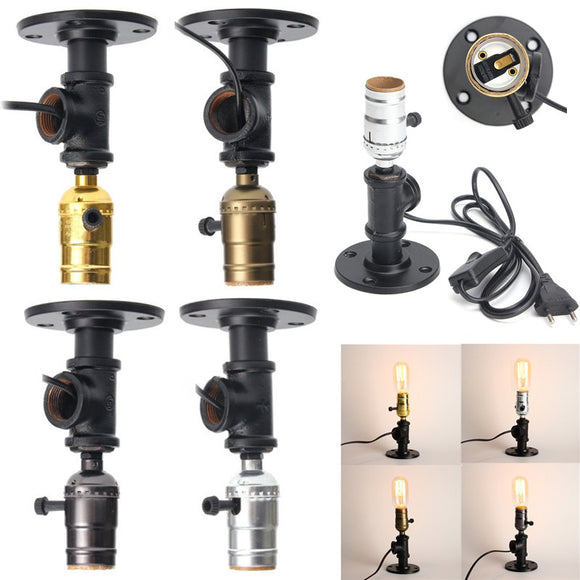 E27 Retro Industrial Vintage Edison Bedside Desk Light Socket Table Reading Lamp Holder With Adapter
