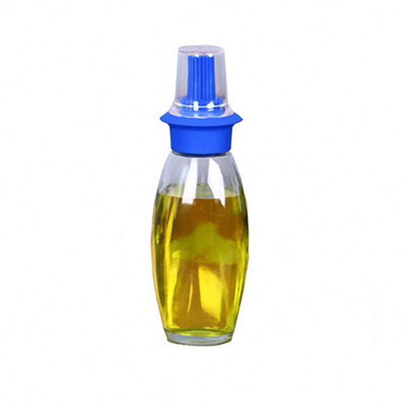 High Temperature Resistant Silicone Brush Oil Bottle Set Kitchen Transparent Glass Flavouring Tool