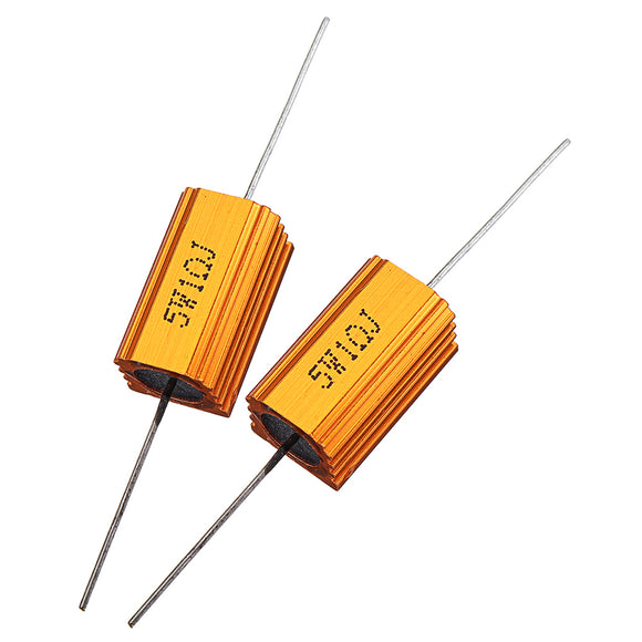 2pcs RX24 5W 1R 1RJ Metal Aluminum Case High Power Resistor Golden Metal Shell Case Heatsink Resistance Resistor