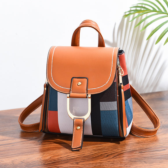 Women Fashion Elegant Leisure High Capacity Multi-Color Backpack Shoulder Bag