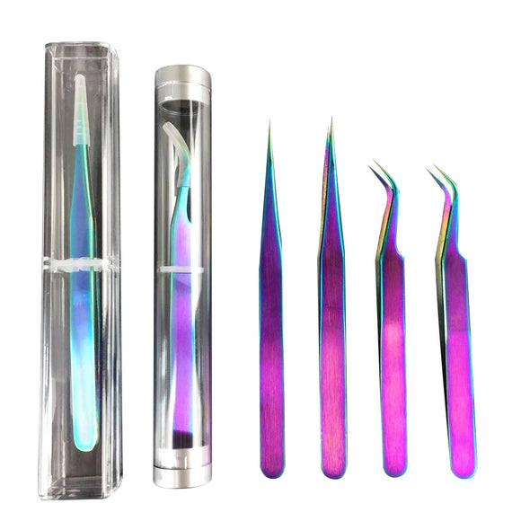 Multi-purpose Precision Industrial Tweezers Anti-static Bent Straight Stainless Steel Coloured Tweezers Mobile Phone Repair Hand Tool Set