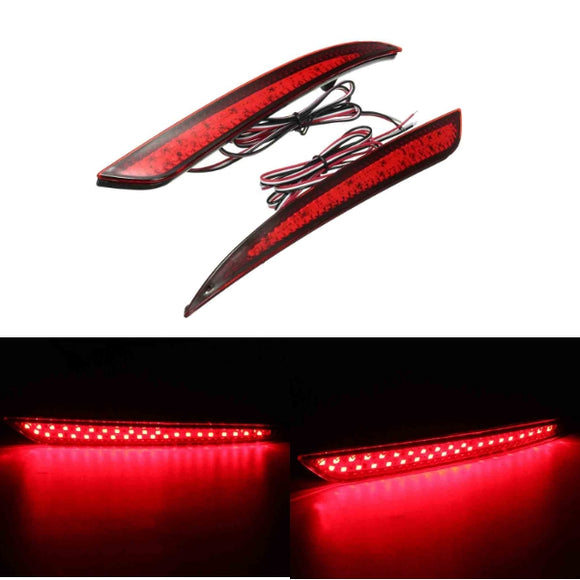 2pcs Red Lens Reflector Rear Tail Light LED Bumper Brake Stop Lamp For Ford Fusion 13-15