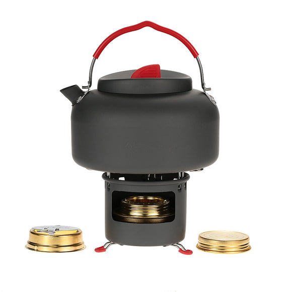Alocs Outdoor Cooking Stove Burner Set With Water Kettle Teapot Support Bracket Camping Picnic