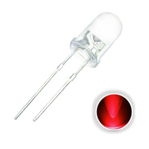 100PCS 2Pin 5MM 20mA Transparent Round Top Red LED Diode DIY Light