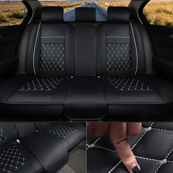 PU Leather Split Type Car Rear Seat Cushion Universal for 5 Seat Car Black and White