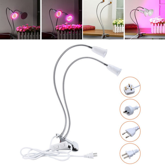 50CM E27 Flexible Lampholder Bulb Adapter Dual Head Clip with On/off Switch for LED Grow Light