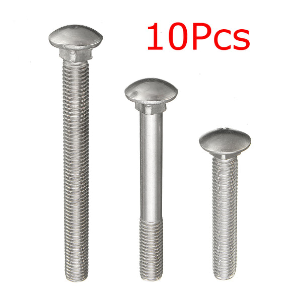 10Pcs M10 Stainless Steel 304 Carriage Head Metric Bolts Screws 60/80/100mm