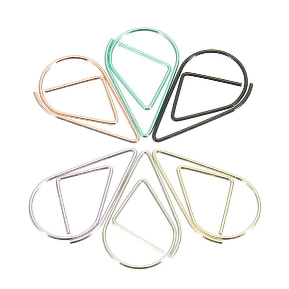 30 Pcs Colorful Metal Water Droplets Shape Paper Clips  Office School Stationery