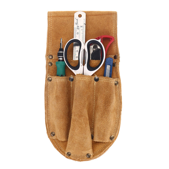 Cowhide Waist Bag Electrical Woodworking Hardware Screwdriver Tools Belt Case