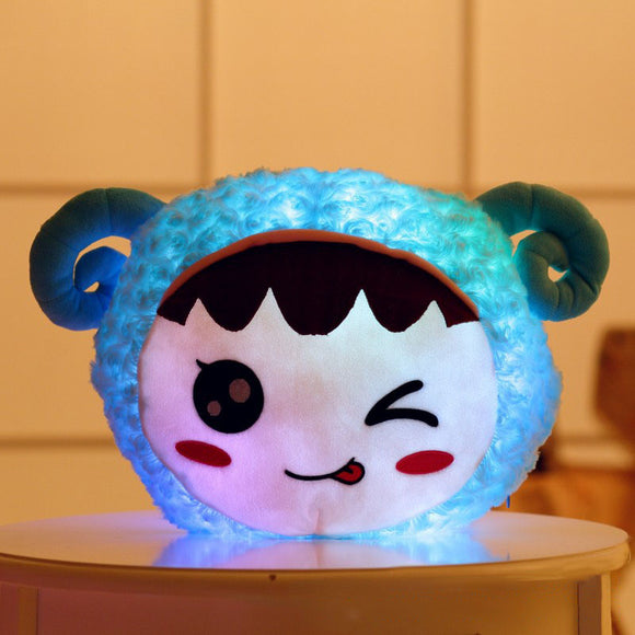 Flashing Plush Enoji Pillow Stuffed Led Light Cute Sheep Toy Luminous Pillow Colorful Animal Doll