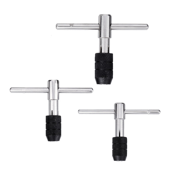 Drillpro T-handle Screw Tap Handle M3-M6 M5-M8 M6-M12 Tap Wrench Chuck Type Hand Tapping Tool