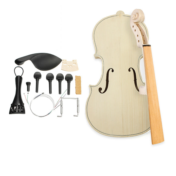 DIY Natural Solid Wood Violin Fiddle 4/4 Size Kit Spruce Top Maple Back Fiddle