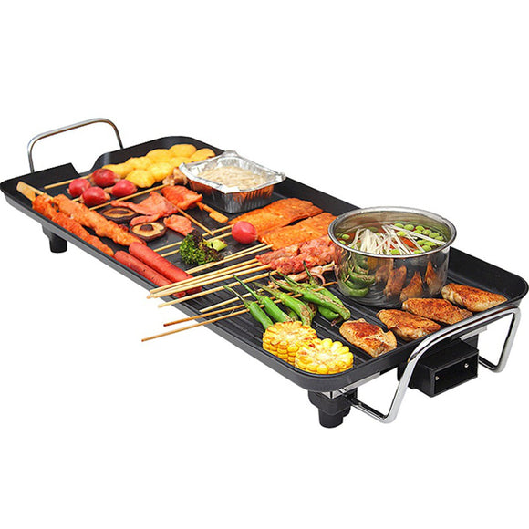 1500W 1-4 People Electric BBQ Grill Teppanyaki Griddle Non Stick Barbecue Hot Plate