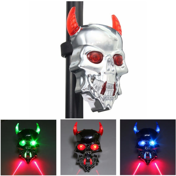 Waterproof Skull Style Laser Rear Tail LED Light Bike Motorcycle Electric Scooter Go Cart Cycling