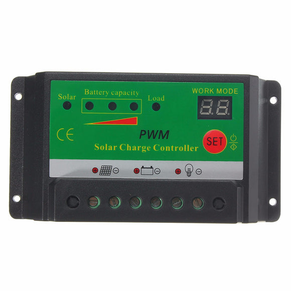 10A 12V/24V LCD Solar Panel Battery Regulator Charge Controller Switch PWM
