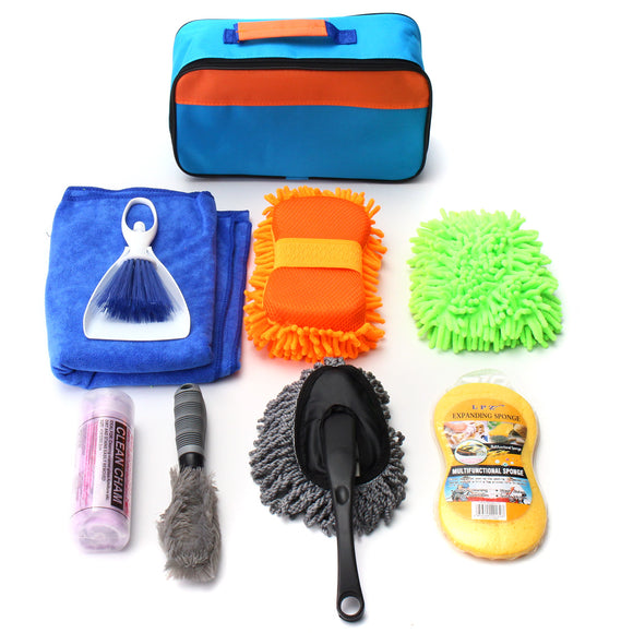 9 PCS Set  Car Cleaning Kit Products Tools Wash Clean Interior Exterior For Car